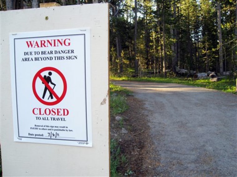 Yellowstone National Park officials closed this area in early July after a grizzly sow killed a man who was hiking with his wife a mile and a half up the trail. 